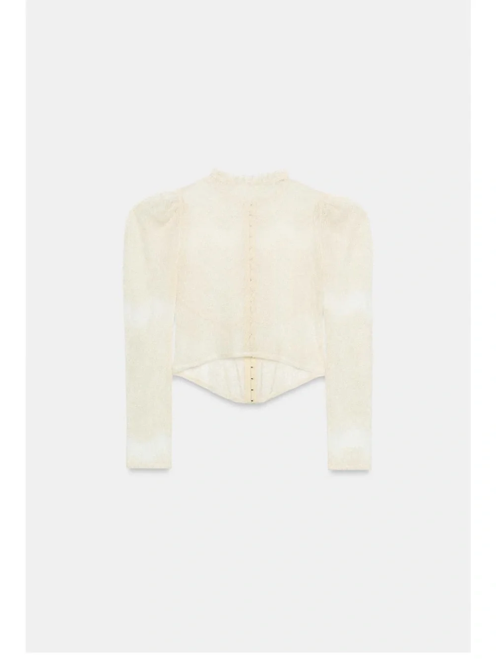 Zara Sheer Cream Lace corset jacket Long-Sleeve Corset Top
